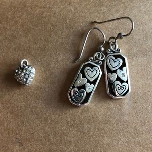 Silver/diamond heart earrings and matching pendant